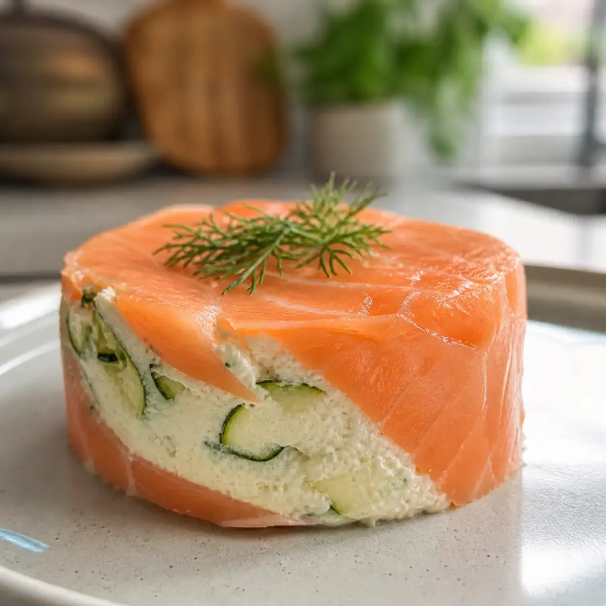 Timbales saumon & mousse de courgettes
