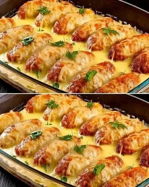 Roulés de Poulet Gratinés à la Sauce Crémeuse