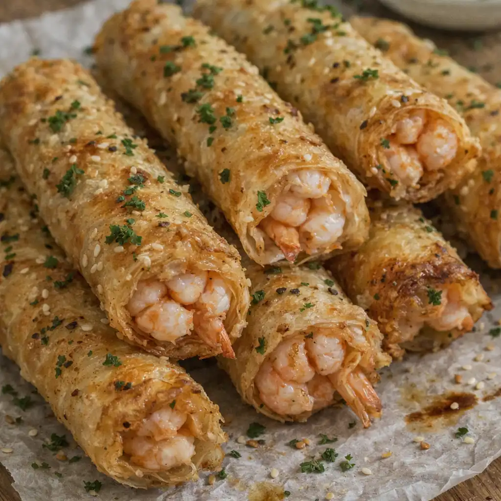 Cigares Croustillants aux Crevettes et à l’Ail