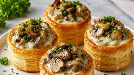 Vol-au-Vent Crémeux au Poulet et aux Champignons