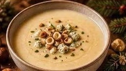 Soupe de panais au bleu et noisettes