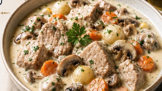 Blanquette de veau traditionnelle — Sauce crémeuse aux champignons