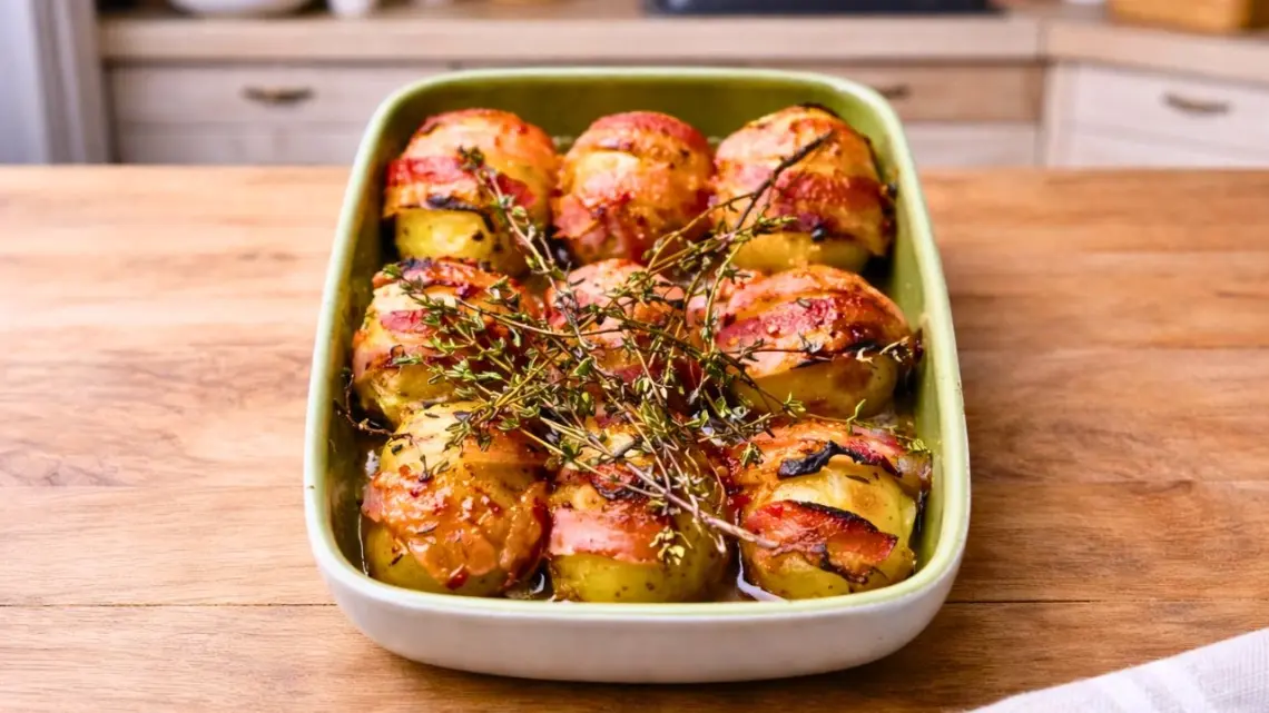 Pommes de terre au lard fumé au four