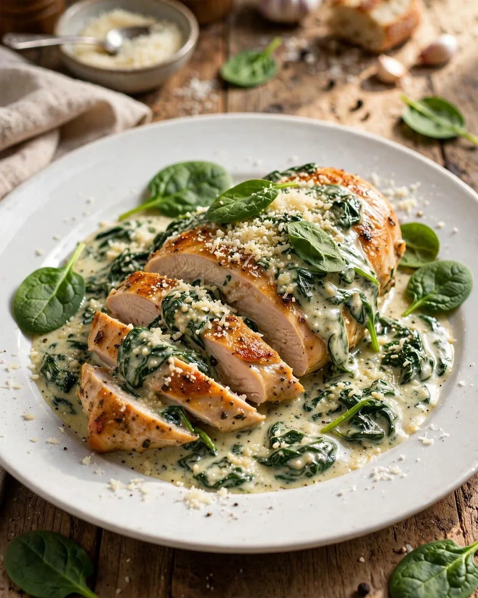Poulet crémeux aux épinards