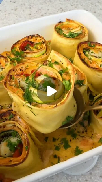 Lasagnes roulées au saumon fumé