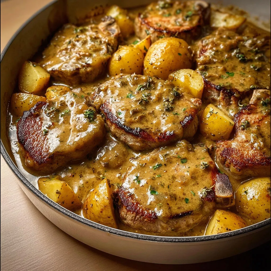 Côtelettes de porc pommes sauce