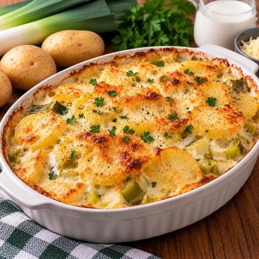 Gratin de pommes de terre au poireau