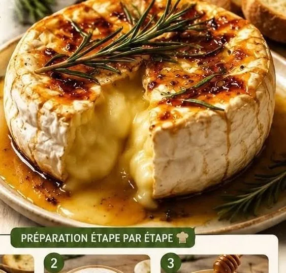 Camembert rôti au miel et au romarin