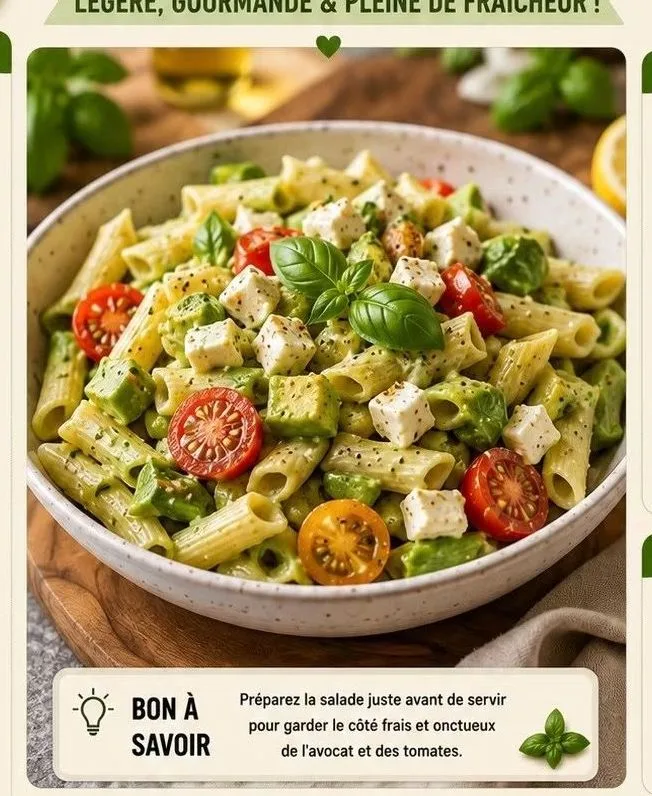 Salade de Pâtes à l'Avocat - Fraîche & Crémeuse