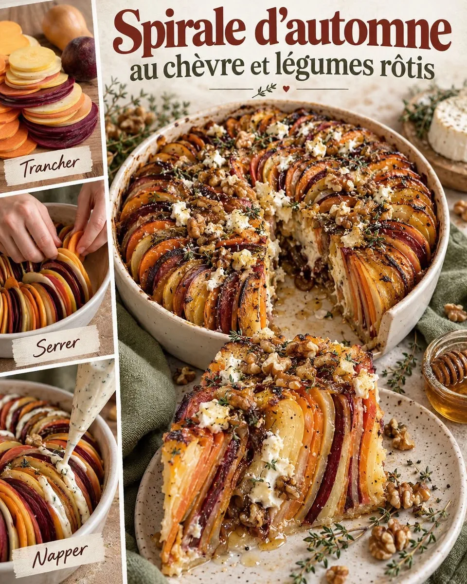 Gratin de legumes en spirale au chèvre