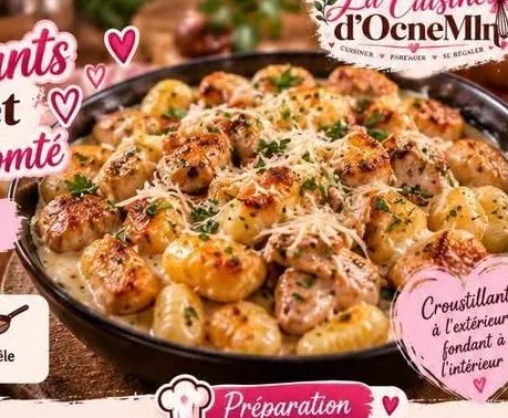 Gnocchis croustillants au poulet et crème de Comté