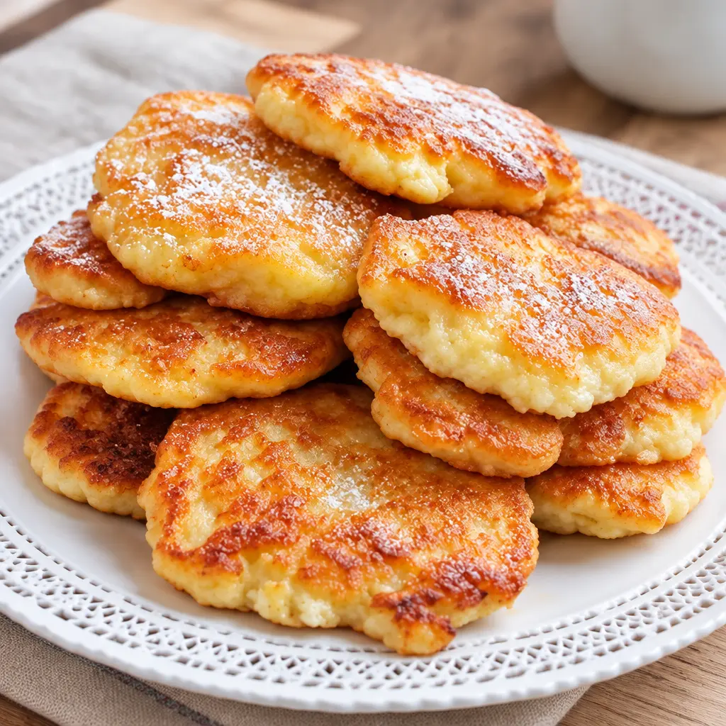 Beignets frits maison, épais et dorés au sucre glace