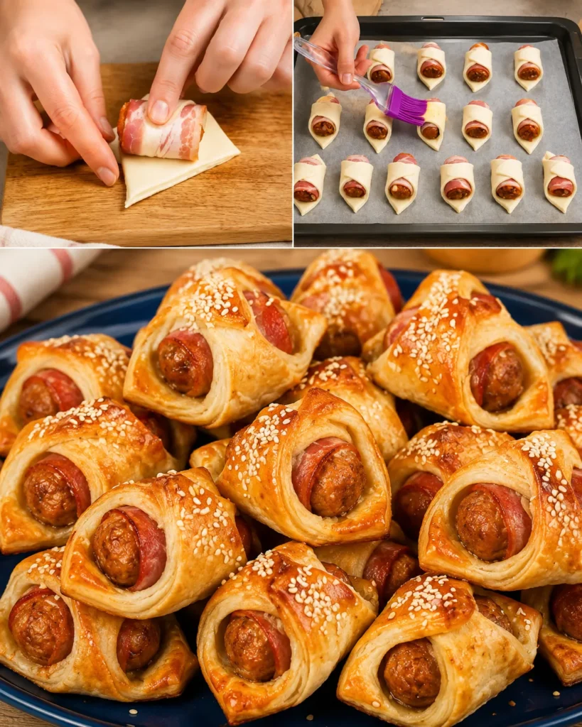 Feuilletés Apéritifs aux Saucisses et Bacon