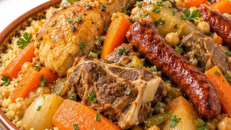 Couscous royal aux trois viandes fondantes