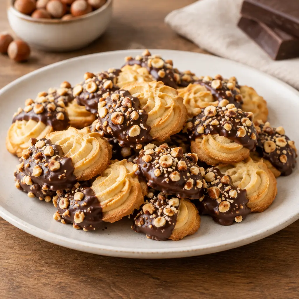 Biscuits spritz au chocolat, sablés dorés et croustillants