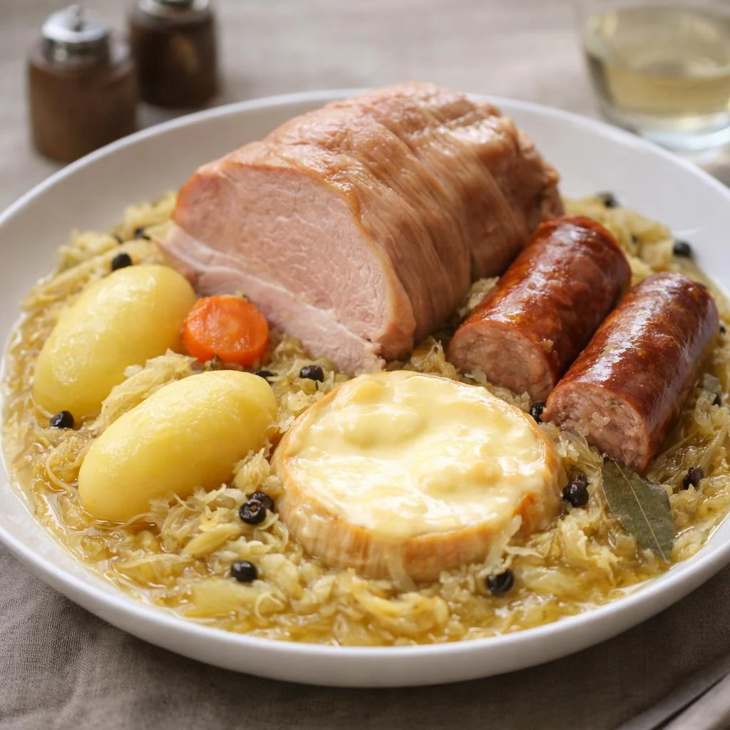 Recette choucroute alsacienne au munster (palette fumée)