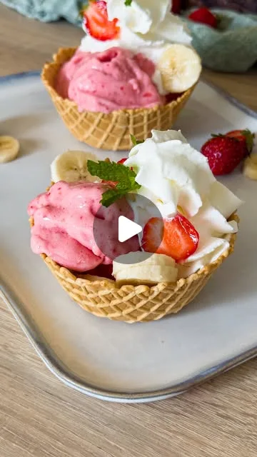 Glace Express à la Banane et à la Fraise (Sans Sorbetière)