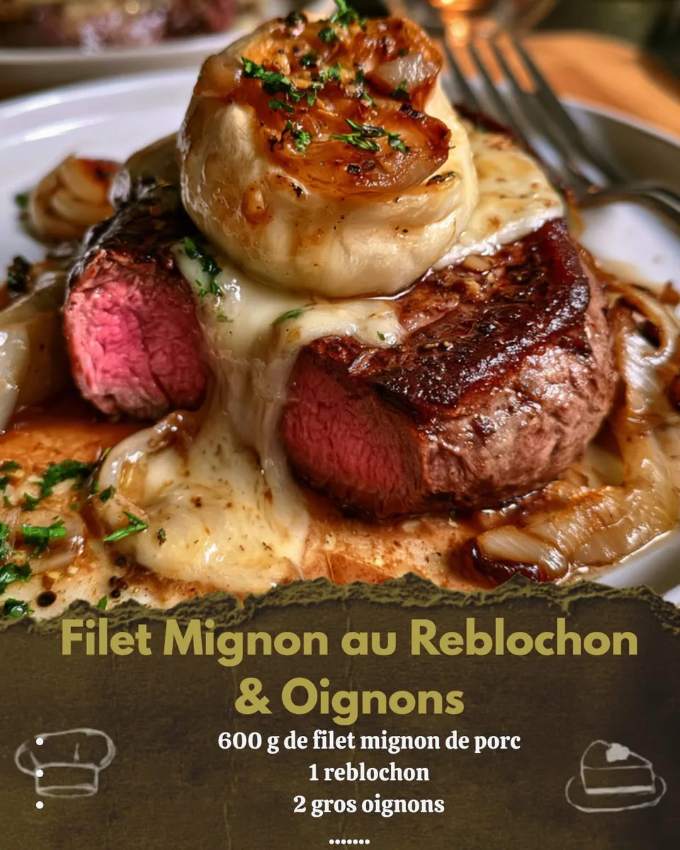 Filet mignon au reblochon et oignons
