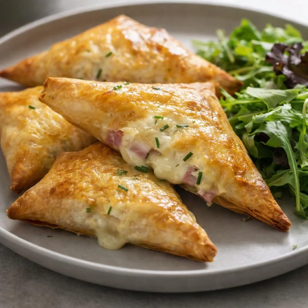 Recette triangles de brick jambon fromage au four