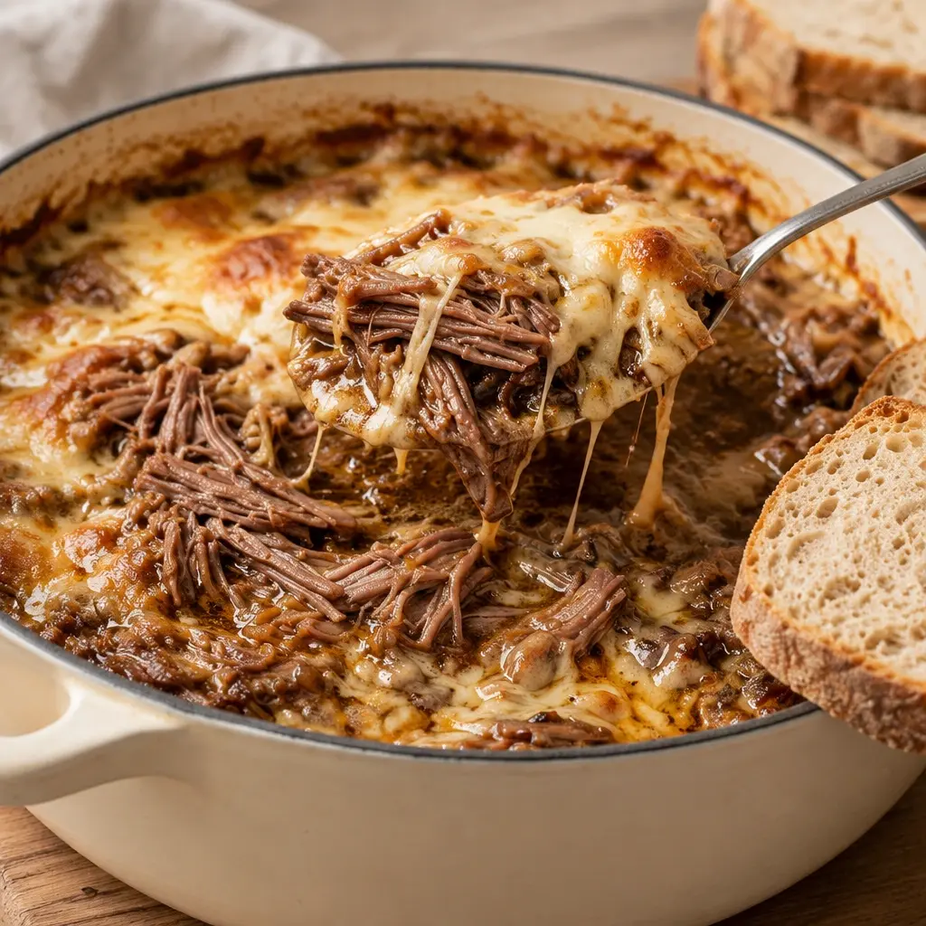 Bœuf effiloché gratiné, fondant et convivial