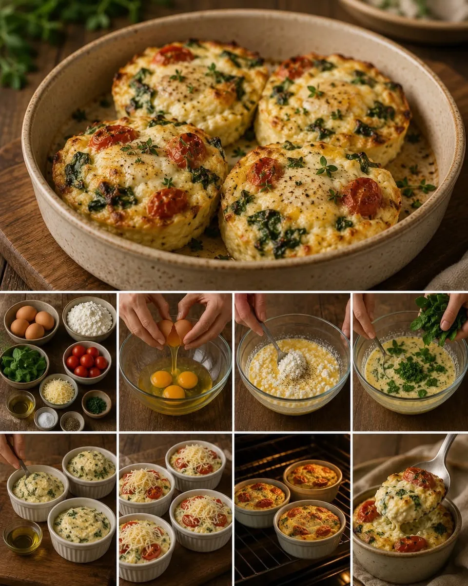Œufs au cottage cheese au four