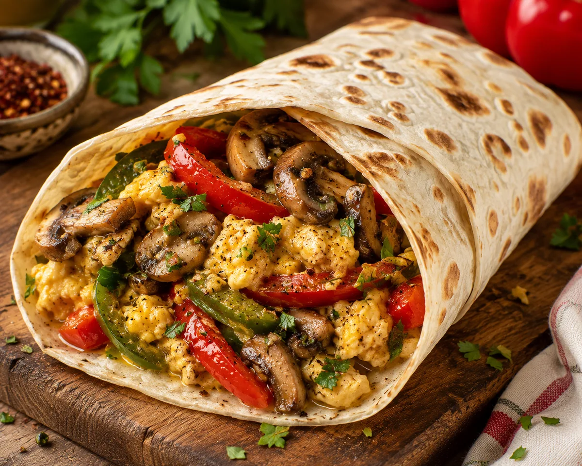 Œufs aux Champignons et Poivrons dans une Lavaş