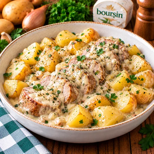 Filet mignon au boursin avec pommes de terre