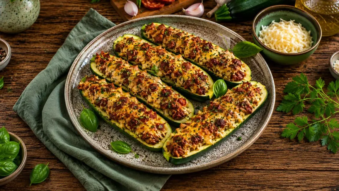 Courgettes Farcies au Chorizo et à la Mozzarella