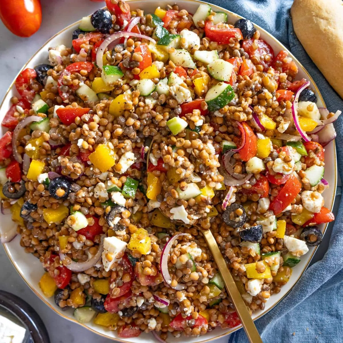 Salade de lentilles grecque (marinade vinaigrette)