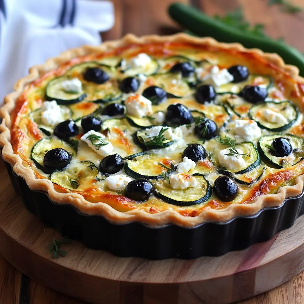 Quiche de Courgettes, Feta et Olives Noires