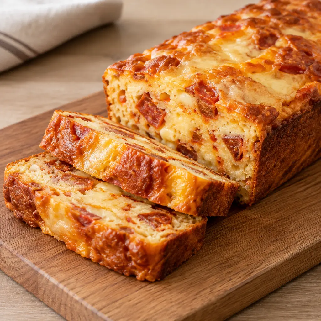 Cake au chorizo et au fromage, moelleux et gratiné