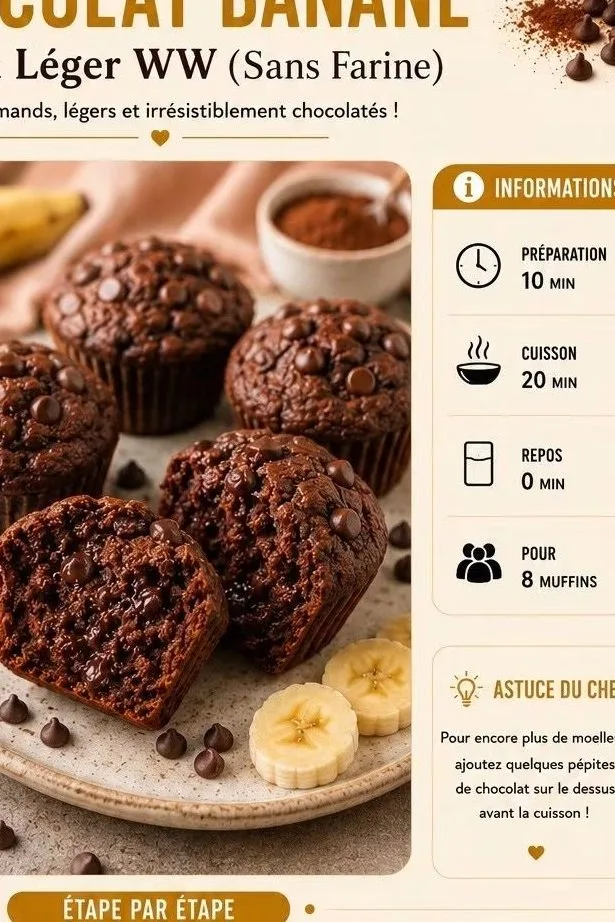 Moelleux Chocolat Banane Ultra Léger WW (Sans Farine)