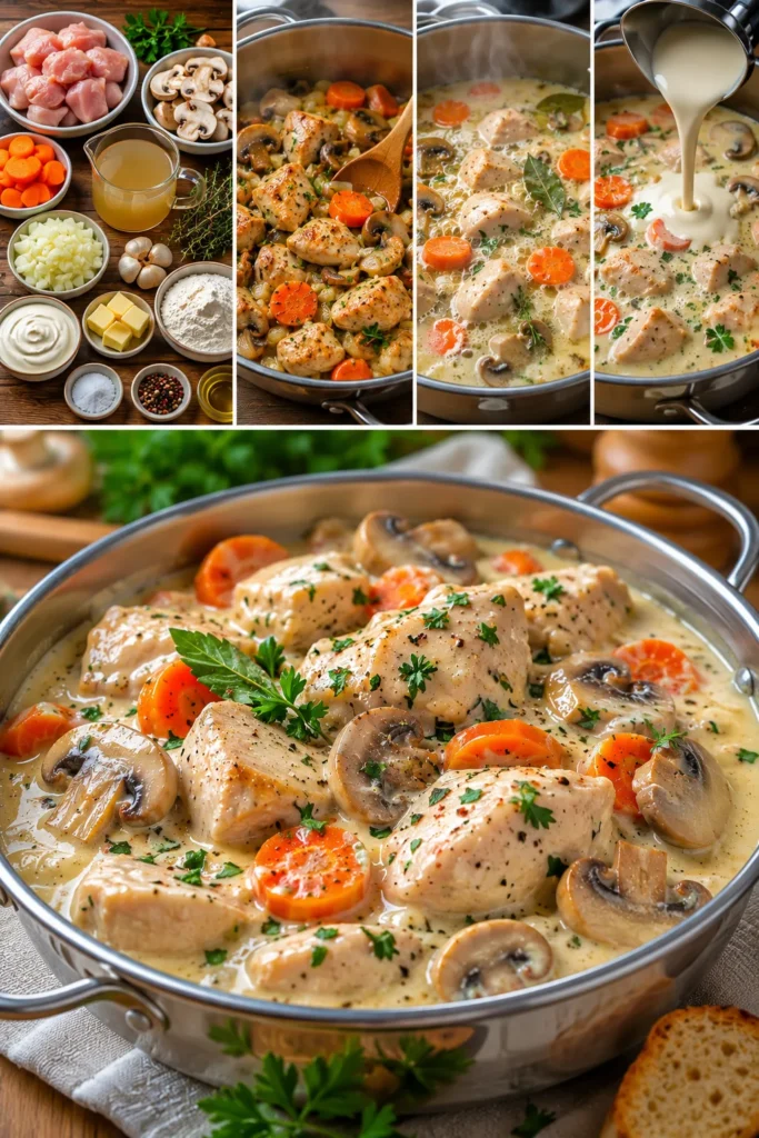 Poulet Crémeux aux Champignons & Carottes