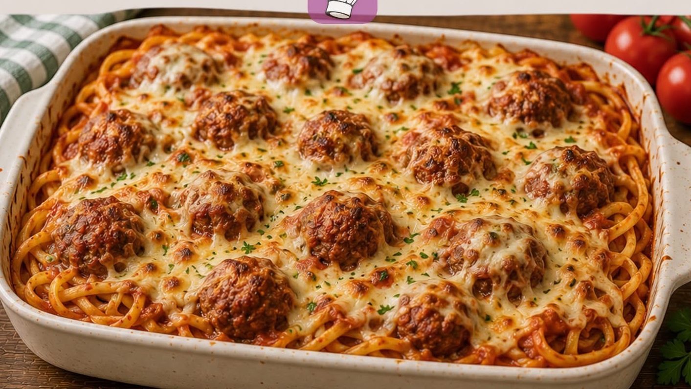 Gratin de Linguine aux Boulettes et Sauce Tomate