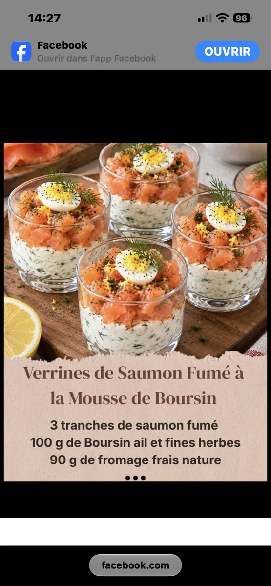 Verrines de Saumon Fumé à la Mousse de Boursin