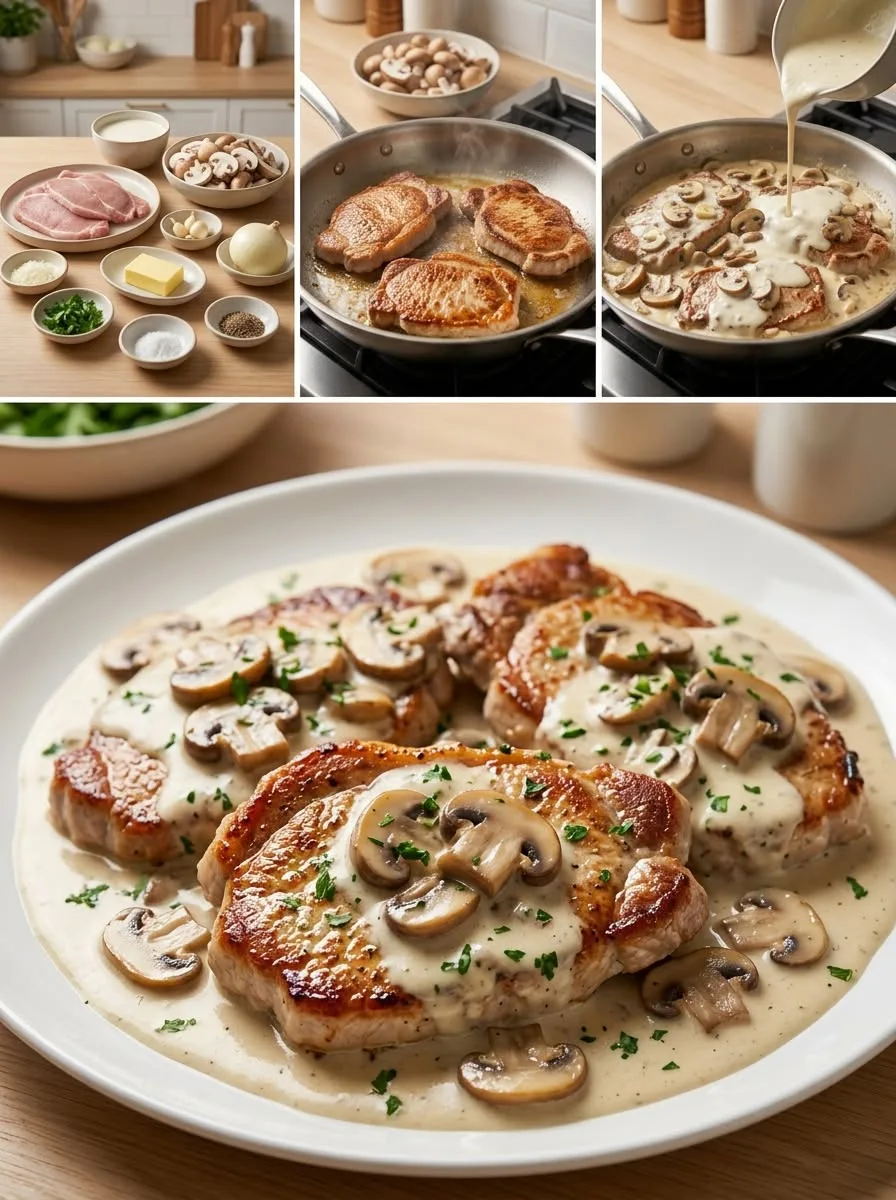 Escalopes de Poulet à la Crème et aux Champignons
