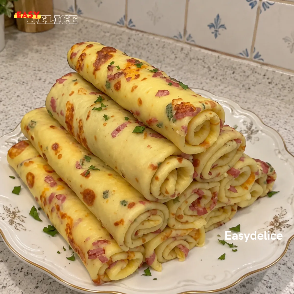 Crêpes Salées au Jambon, Fromage & Ciboulette