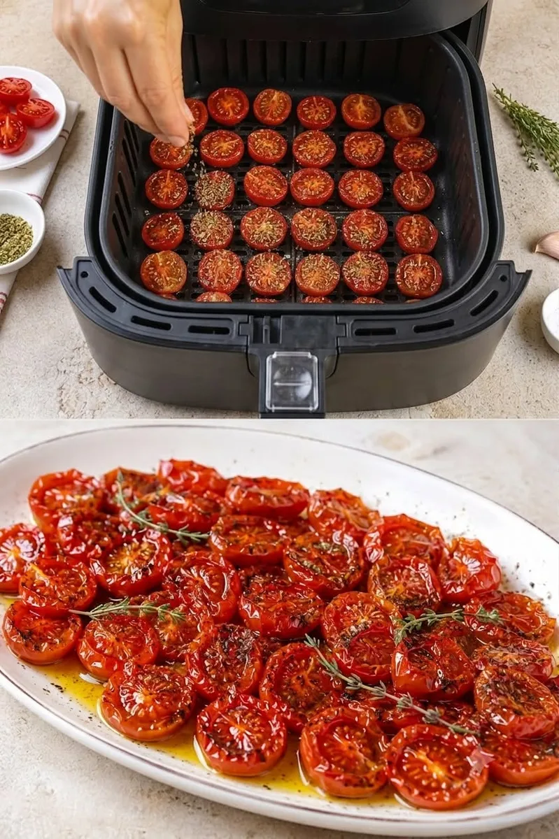 Tomates rôties à l'ail et aux herbes à l'air fryer