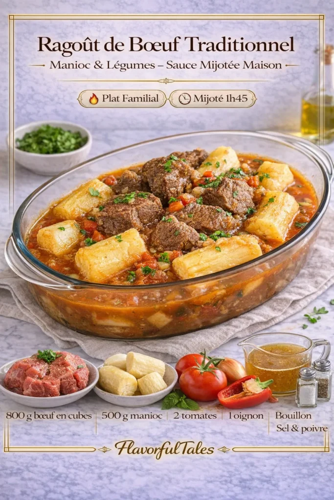Ragoût de Bœuf aux Légumes & Manioc