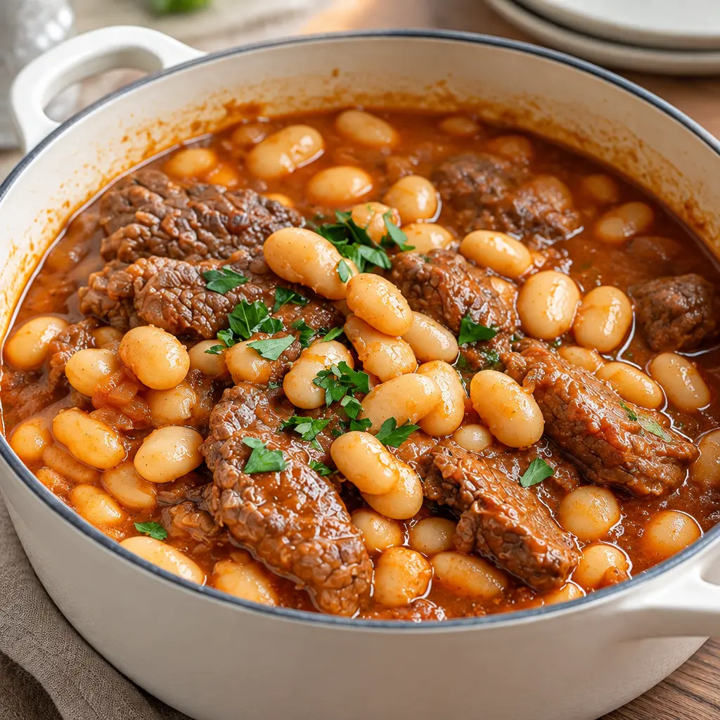 Ragoût de bœuf aux haricots blancs, fondant et généreux