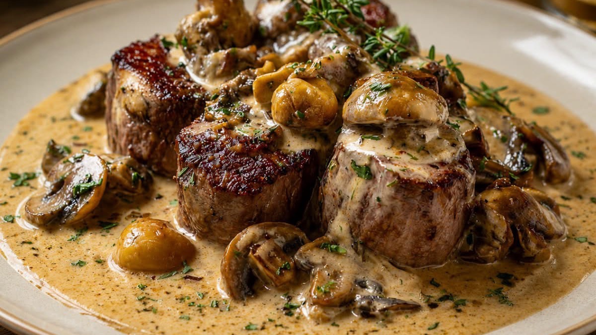 Blanquette de filet mignon aux champignons
