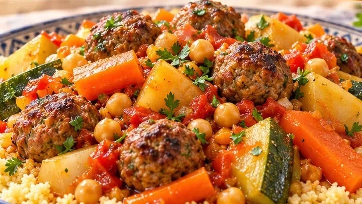 Couscous aux boulettes de bœuf et légumes