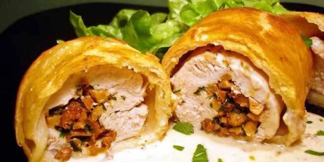 Blancs de poulet farcis aux champignons