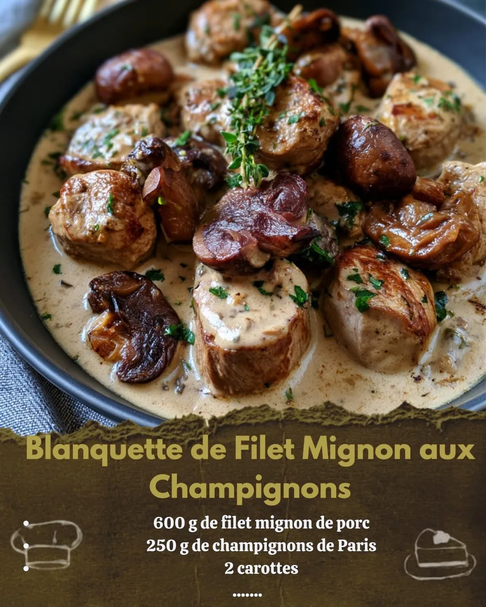 Filet mignon de porc à la crème et champignons