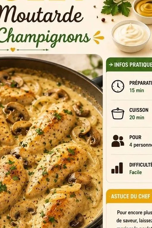 Aiguillettes de Poulet à la Moutarde et aux Champignons