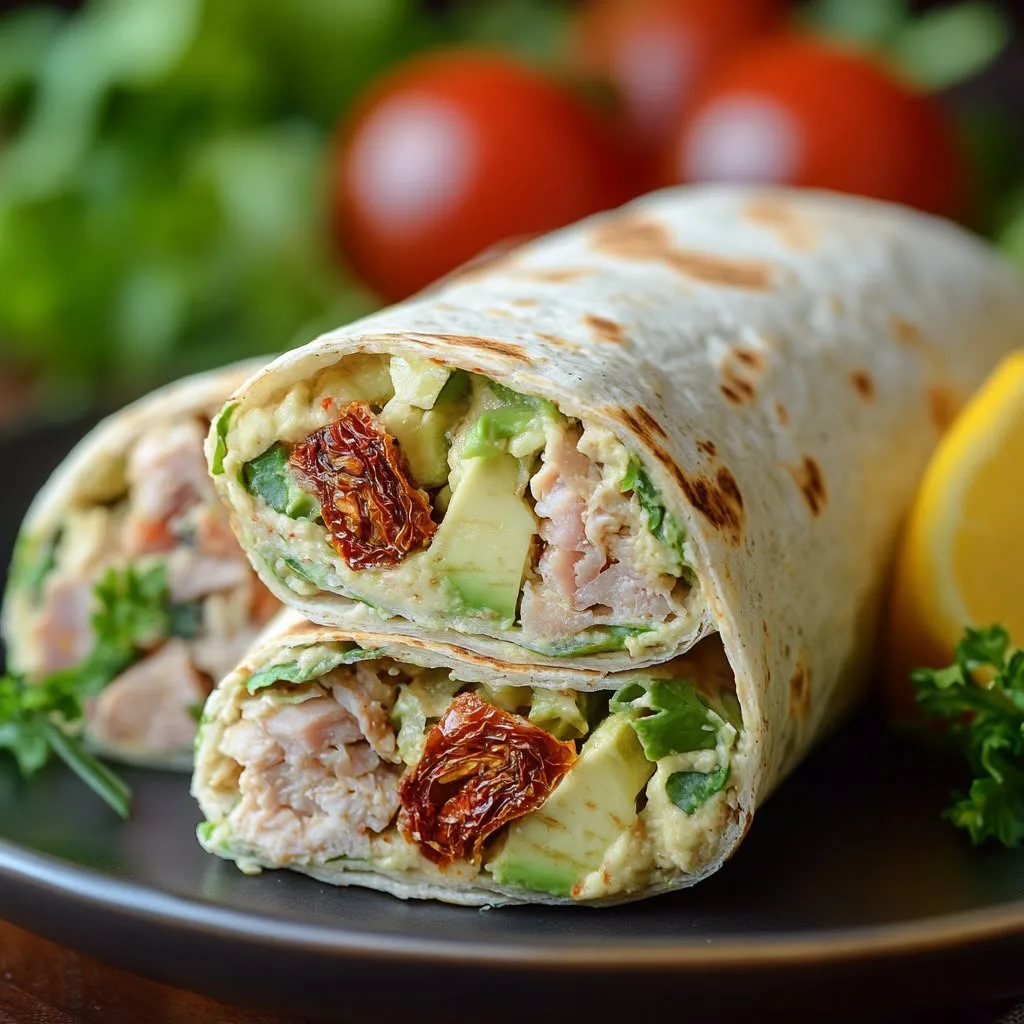 Wrap au thon, avocat et tomates séchées