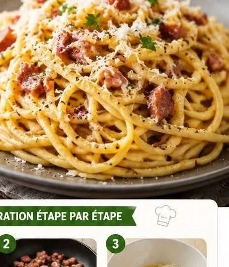 Spaghetti à la carbonara traditionnelle