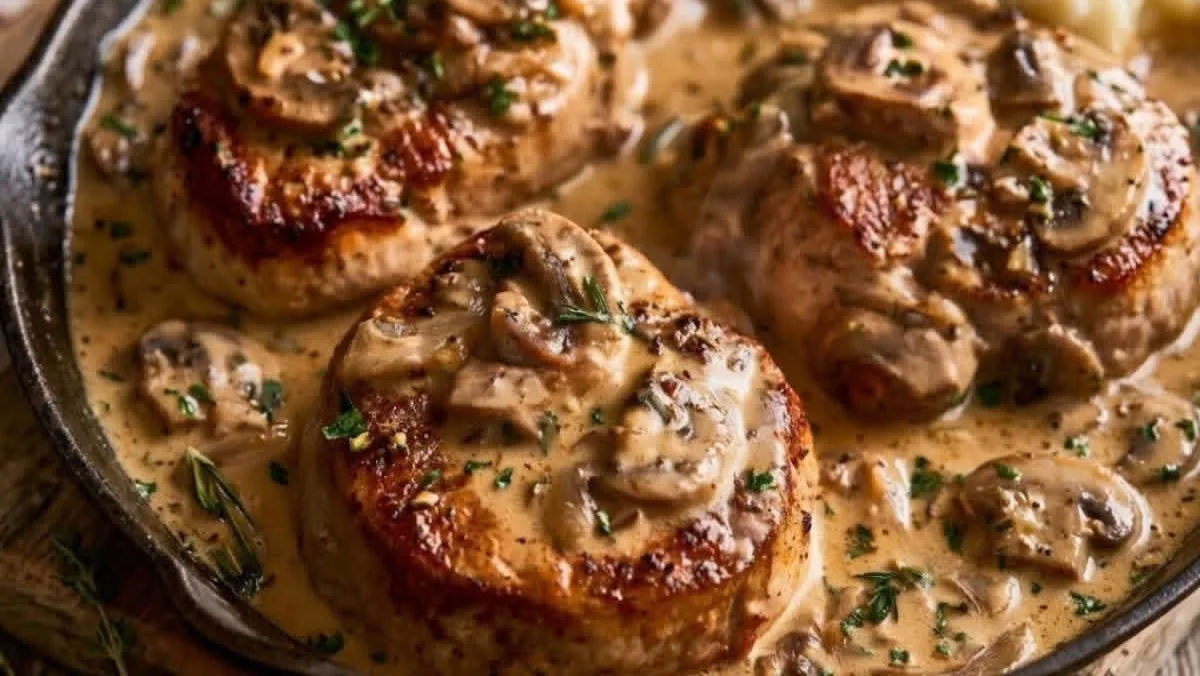 Médaillons de Porc à la Crème & Champignons