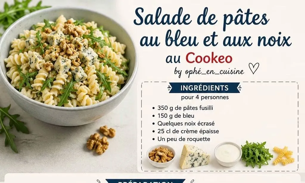 Salade de pâtes au bleu et aux noix