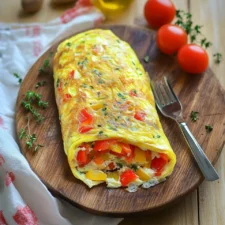 Roulé d'omelette aux poivrons